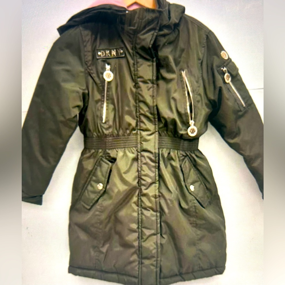 DKNY Girls Army Green Jacket Parka SZ Girls MEDIUM 10-12 EXCELLENT!!
